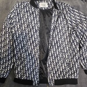 Dior Black and White Patterned Bomber Jacket